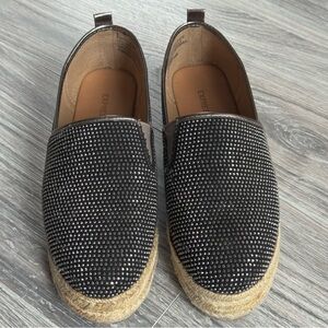 Express Black Rhinestone Embellished Espadrille Flats Size 6